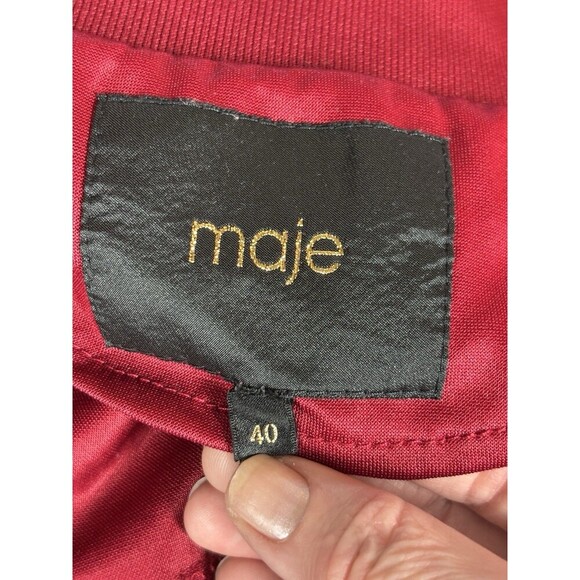 Maje Track Jacket Red Pink White Colorblock 40 Full Zip Front Retro Streetwear - Picture 5 of 13